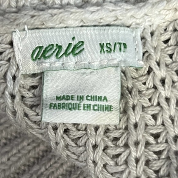 Aerie Oversized Chunky Slouchy Cloud White Gray Tie Dye Pullover Sweater XS - Picture 5 of 8